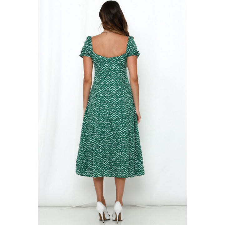Damen Midi-Kleid mit seitlichem Schlitz und romantischem Blumenmuster Drune
