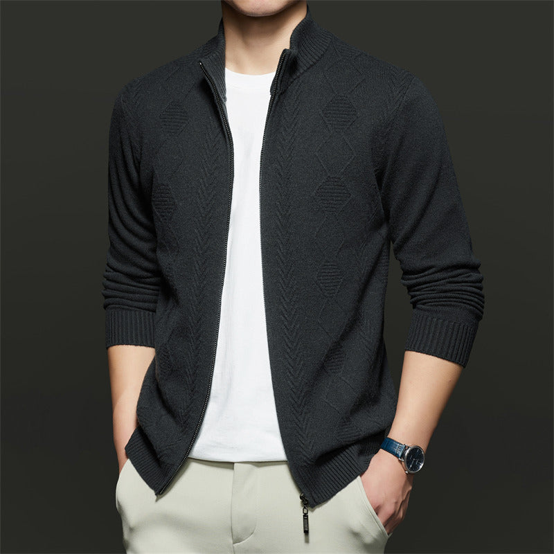 Herren Strickjacke mit modernem Zipper und strukturiertem Design Drune