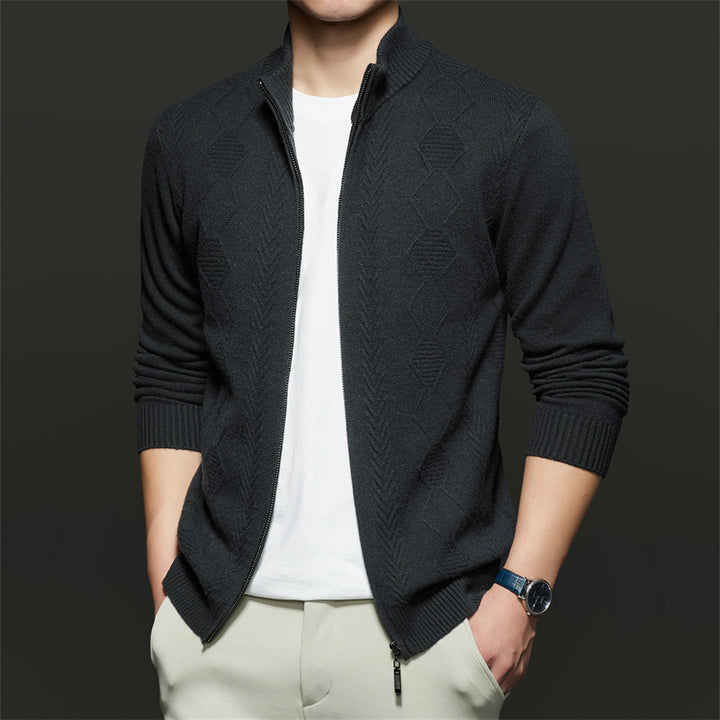 Herren Strickjacke mit modernem Zipper und strukturiertem Design Drune