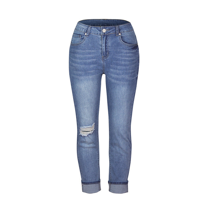 Damen Slim-Fit Jeans mit modischen Distressed-Details und hoher Taillierung Drune
