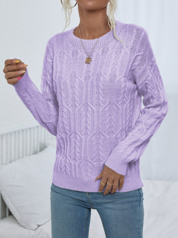 Damen Strickpullover mit trendy Zopfmuster Drune