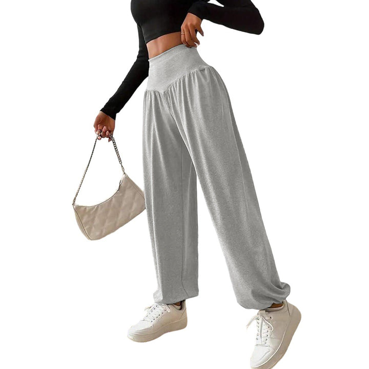 Damen luftige Weite Hose mit hohem Bund Drune