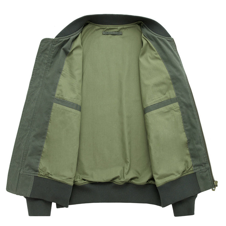 Herren  Aviator Utility Flight Jacket mit gesticktem Brustpatch und Mehrfachtaschendesign Drune