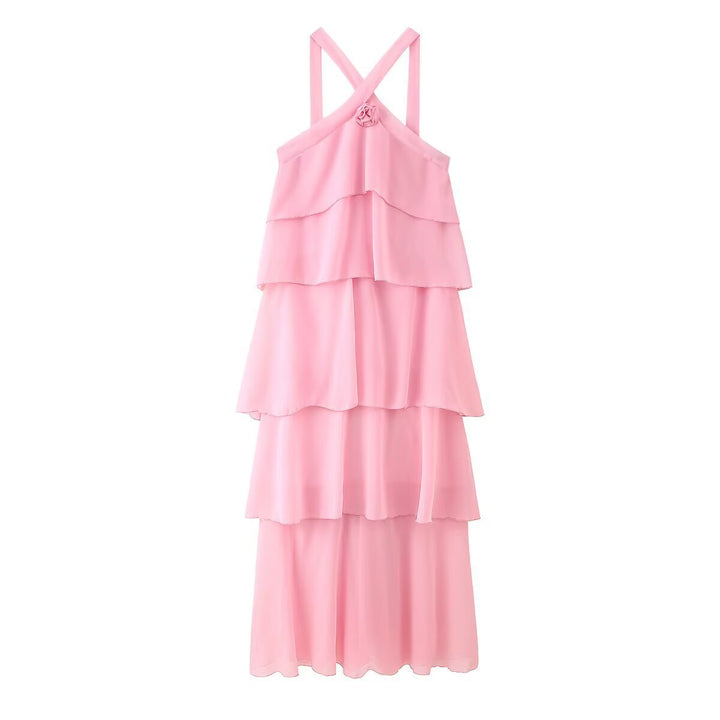 Femme Gestuftes Chiffon Maxi-Kleid Drune