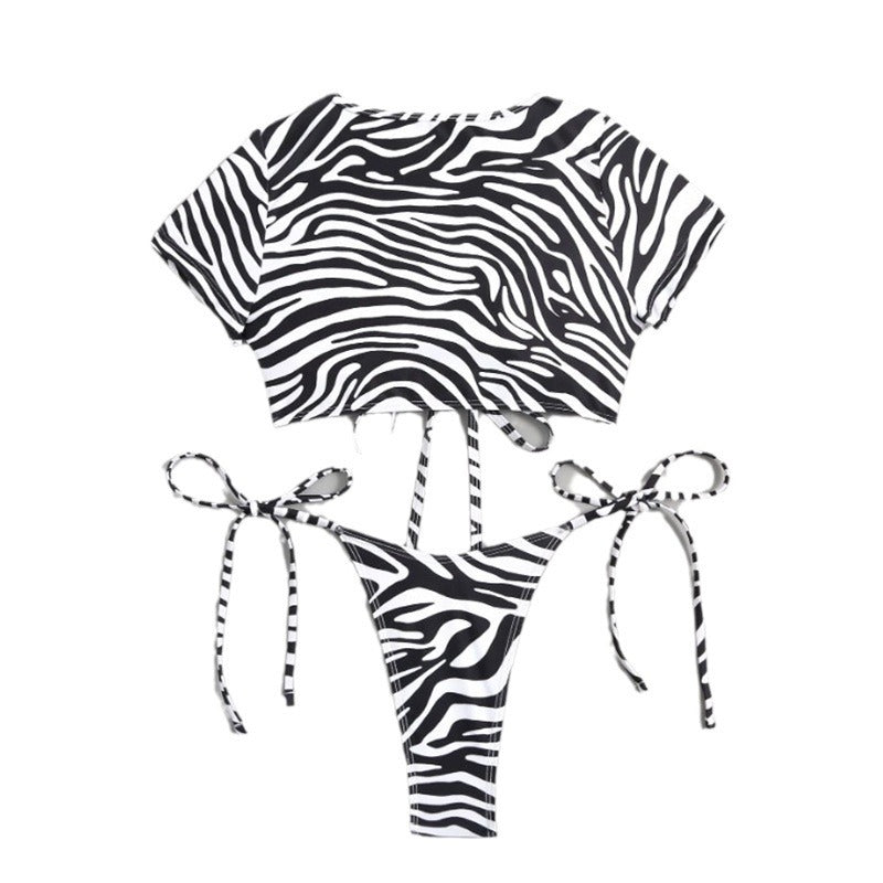 Damen Bikini-Set mit stylischen Schnürdetails und aufregendem Zebra-Muster Drune