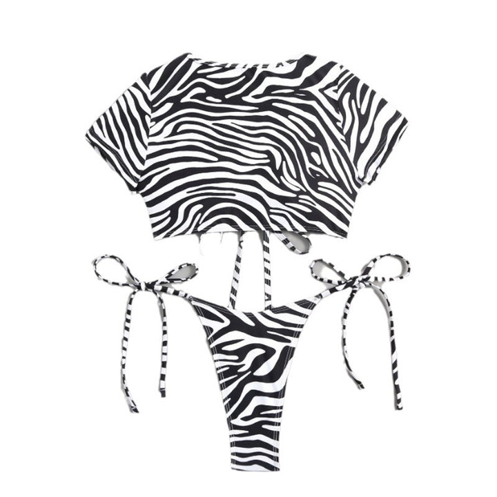 Damen Bikini-Set mit stylischen Schnürdetails und aufregendem Zebra-Muster Drune