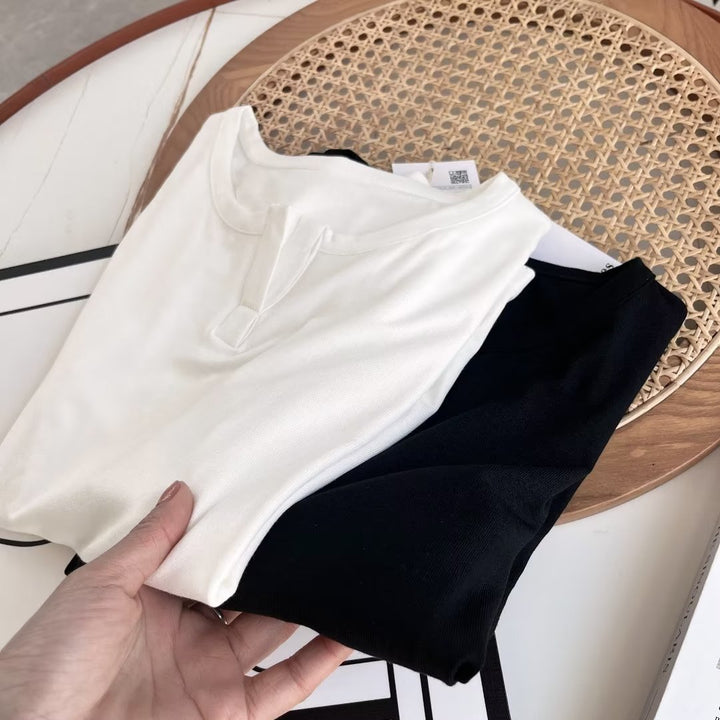 Damen lässiges Langarm-Top mit Knopfleiste Drune