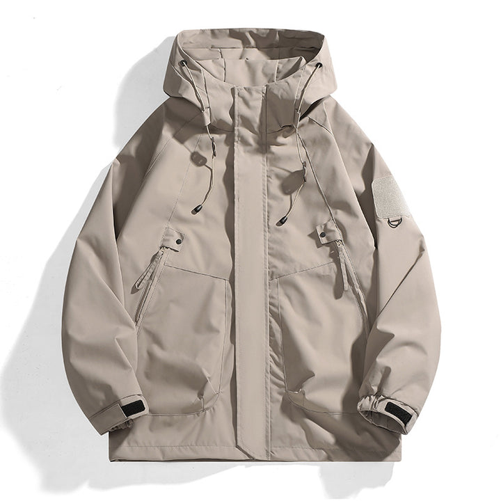 Damen wasserdichte Outdoor-Jacke mit verstellbarer Kapuze und atmungsaktiven Einsätzen Drune