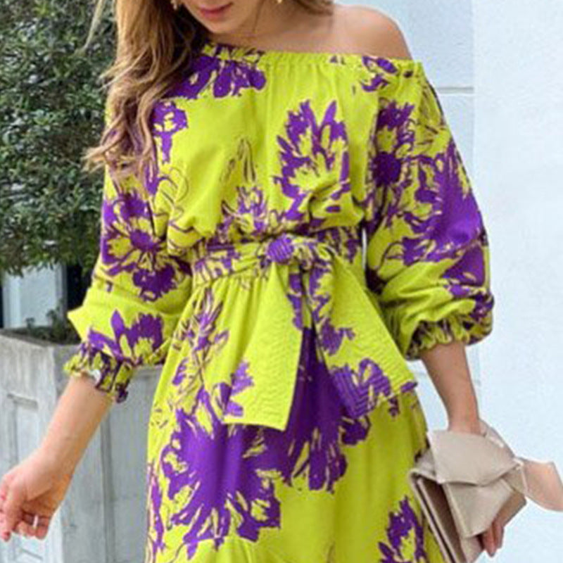 Damen Maxikleid mit raffiniertem schulterfreiem Design und Taillierung Drune