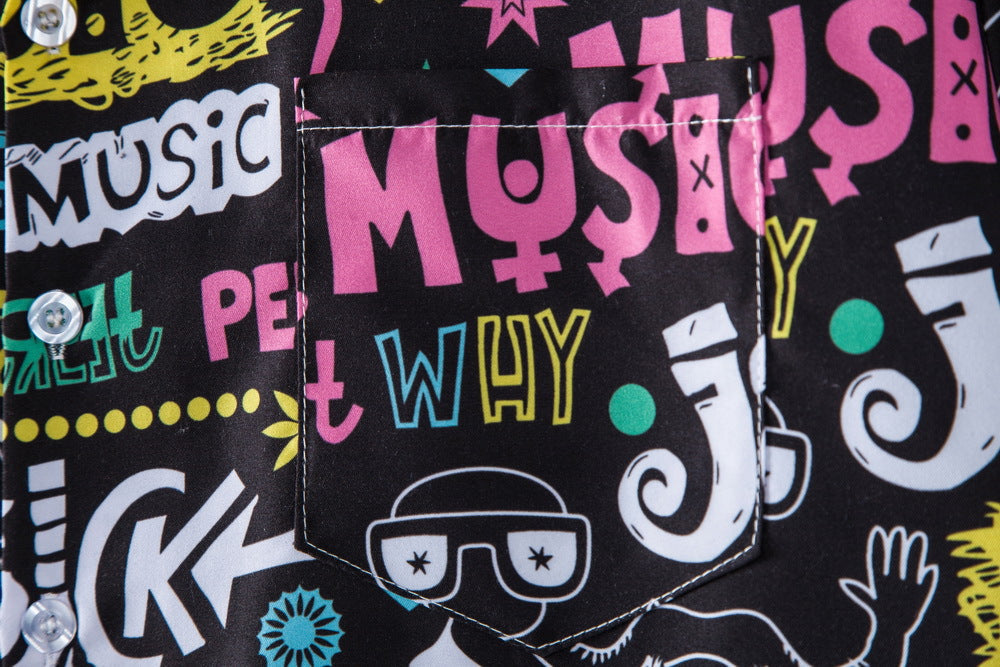 Herren Kurzarmhemd mit kreativem Grafikdesign und entspannter Passform Drune
