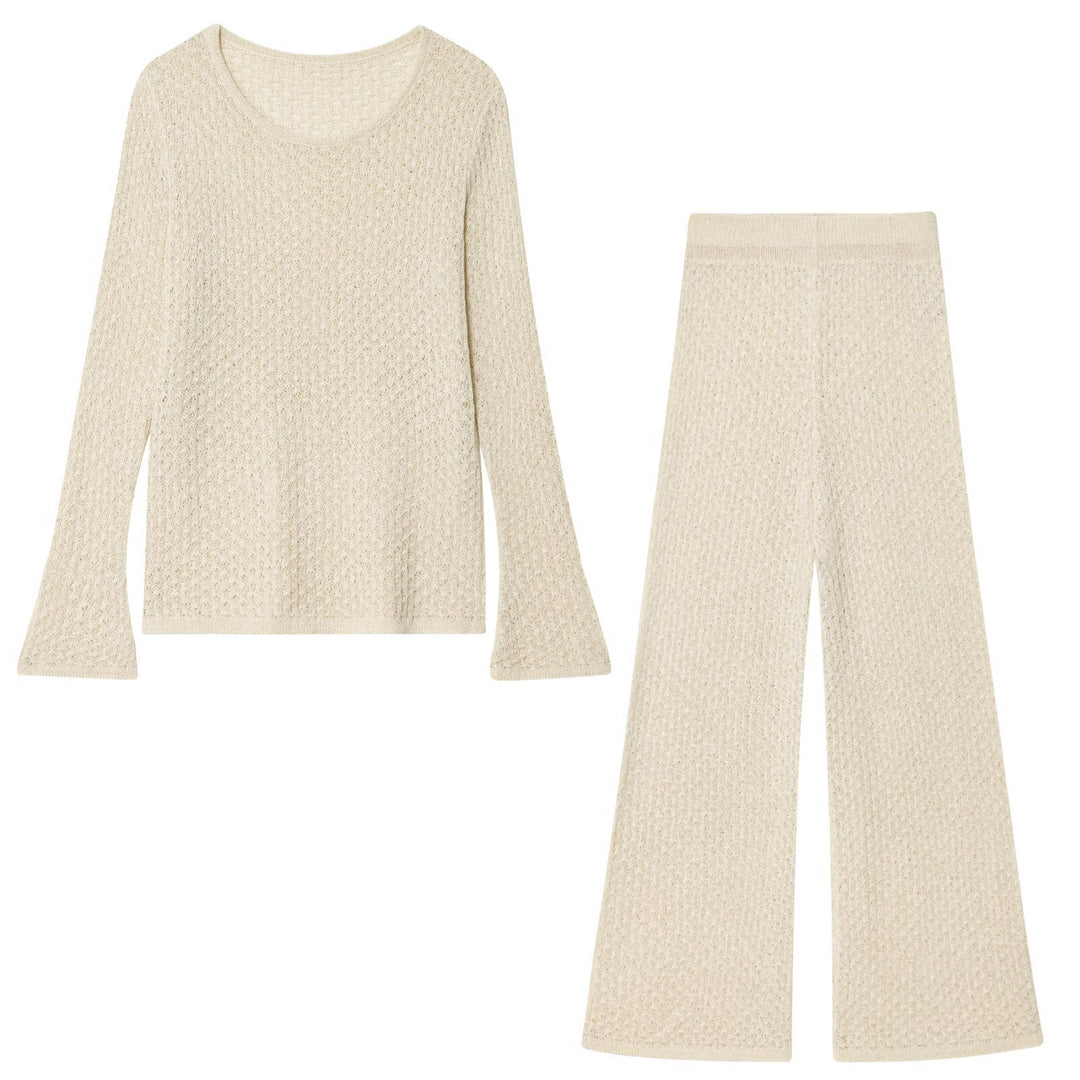 Damen Weite, strukturierte Palazzo-Hose Drune