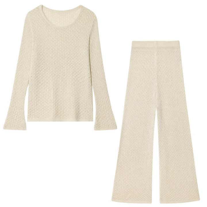 Damen Weite, strukturierte Palazzo-Hose Drune