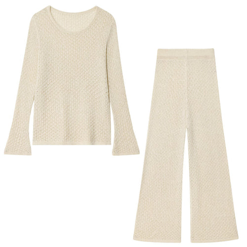 Damen Weite, strukturierte Palazzo-Hose Drune