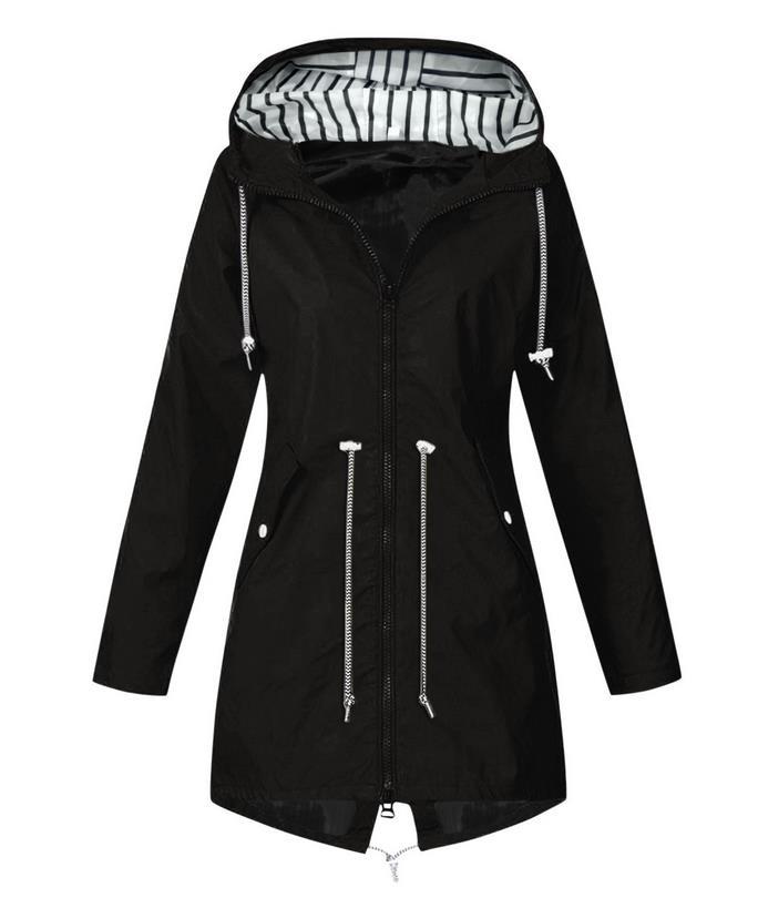 Damen nan taillierte Parka-Jacke mit Kapuze, Kordelzugbund und verdecktem Reißverschluss Drune