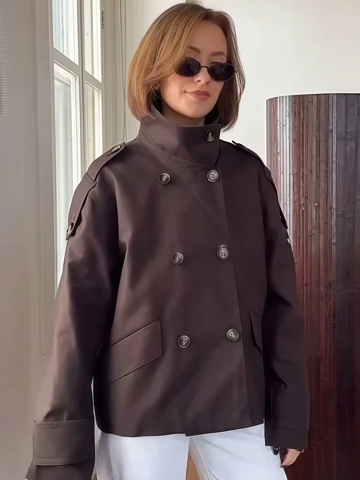 Damen Trenchcoat mit modernem Schnitt und doppelter Knopfreihe Drune