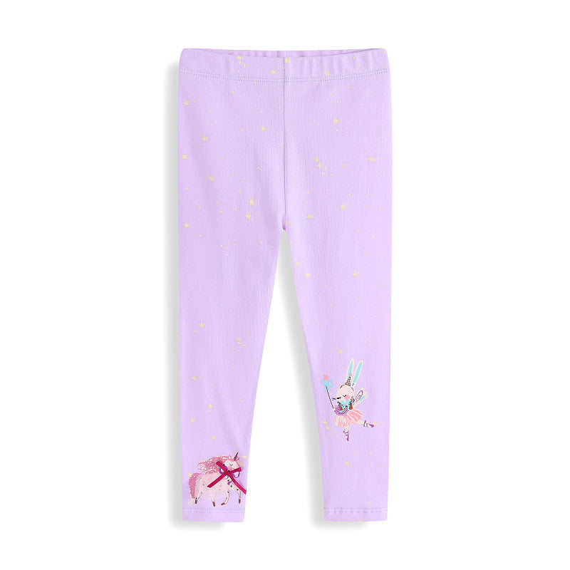 Mädchen Leggings mit verspieltem Einhorn- und Hasenmuster Drune