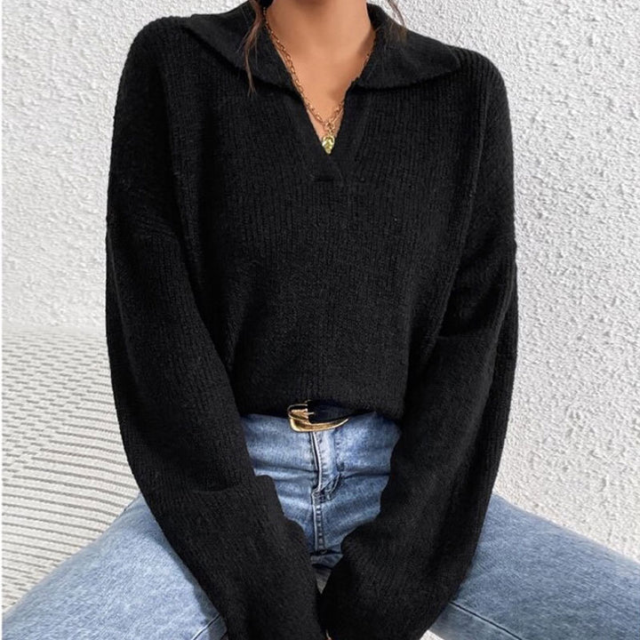 Damen lässiger Pullover mit strukturiertem Rippdesign Drune
