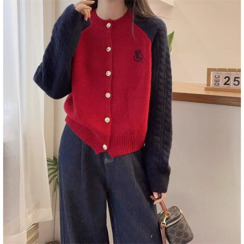 Damen Strickjacke mit dekorativen Zopfmustern Drune