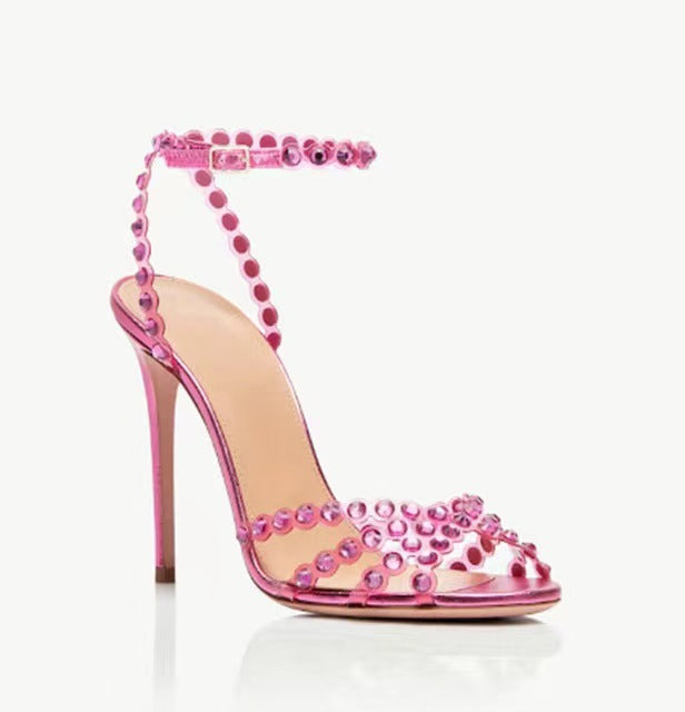 Damen atemberaubende High-Heel Knöchelriemen Sandalen mit dekorativen Perlenakzenten Drune