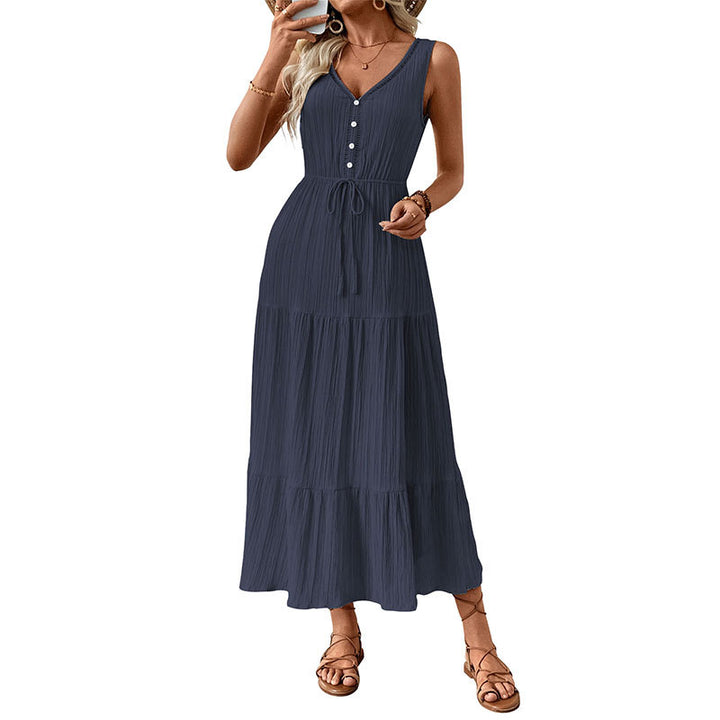 Damen Maxikleid mit elastischem Taillenzug und modischen Rüschendetails Drune
