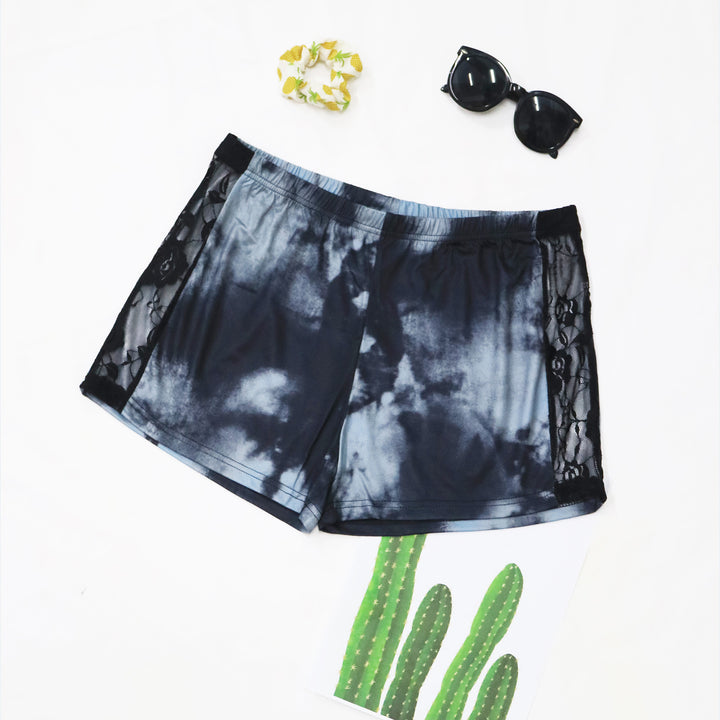 Damen lässiges Cropped T-Shirt mit Wolkenmuster Drune