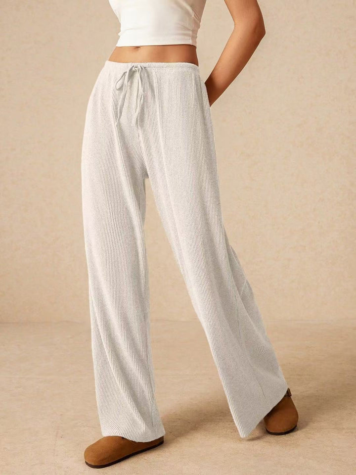 Damen weite Strickhose mit verstellbarem Bund und seitlichen Taschen Drune