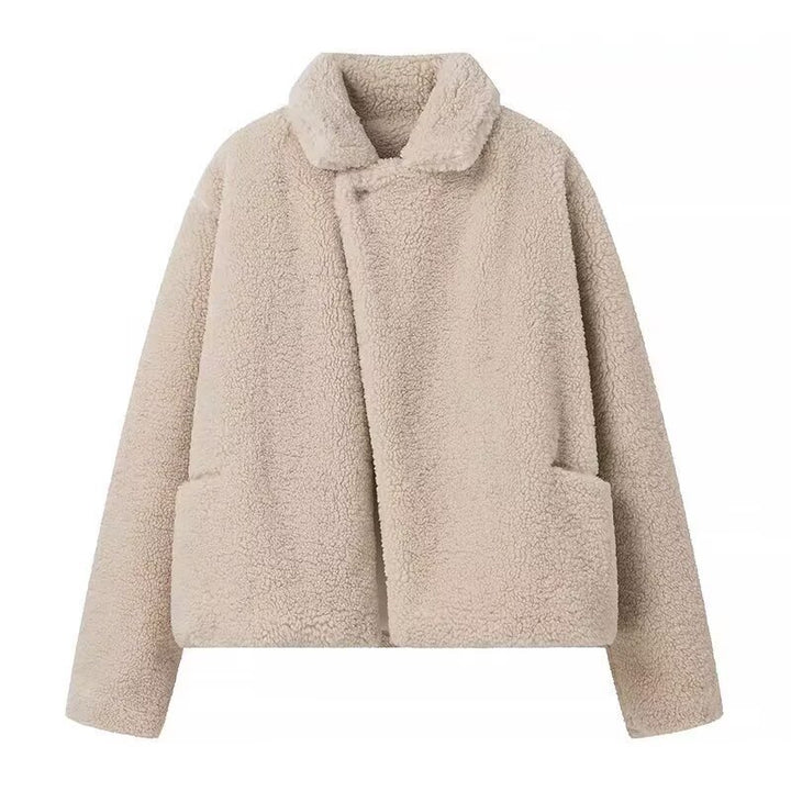 Damen lässige Teddyjacke mit modernem Schnitt und praktischen Taschen Drune