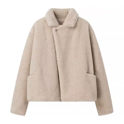Damen lässige Teddyjacke mit modernem Schnitt und praktischen Taschen Drune