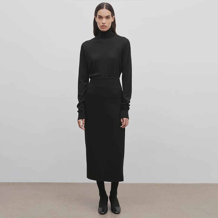 Damen eleganter Maxirock mit hohem Bund und minimalistischer Silhouette Drune