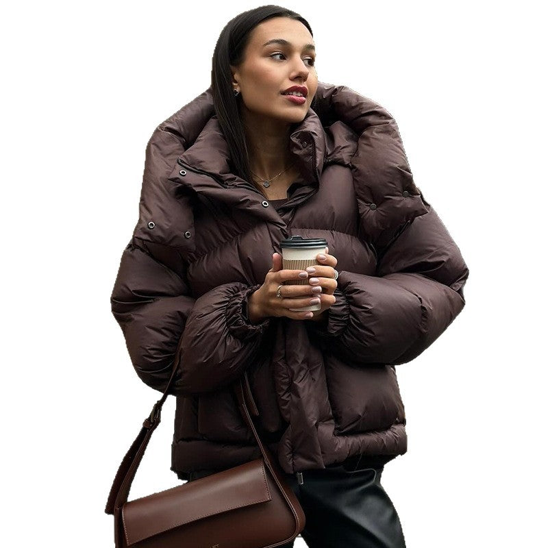 Damen gesteppte Winterjacke mit oversized Kapuze Drune