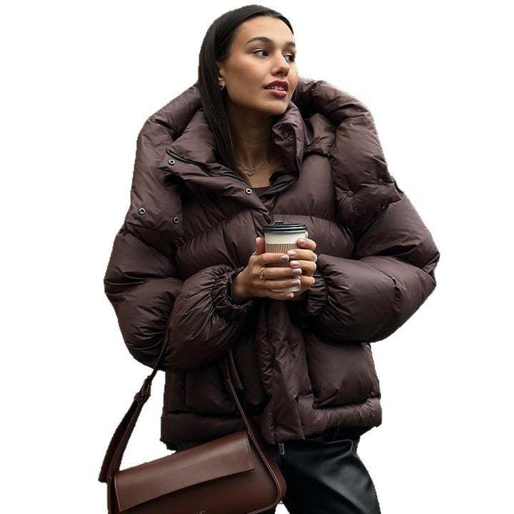 Damen gesteppte Winterjacke mit oversized Kapuze Drune