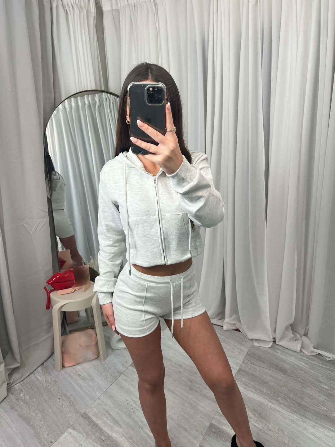 Damen Sportliches Kurzset mit Kapuze Drune