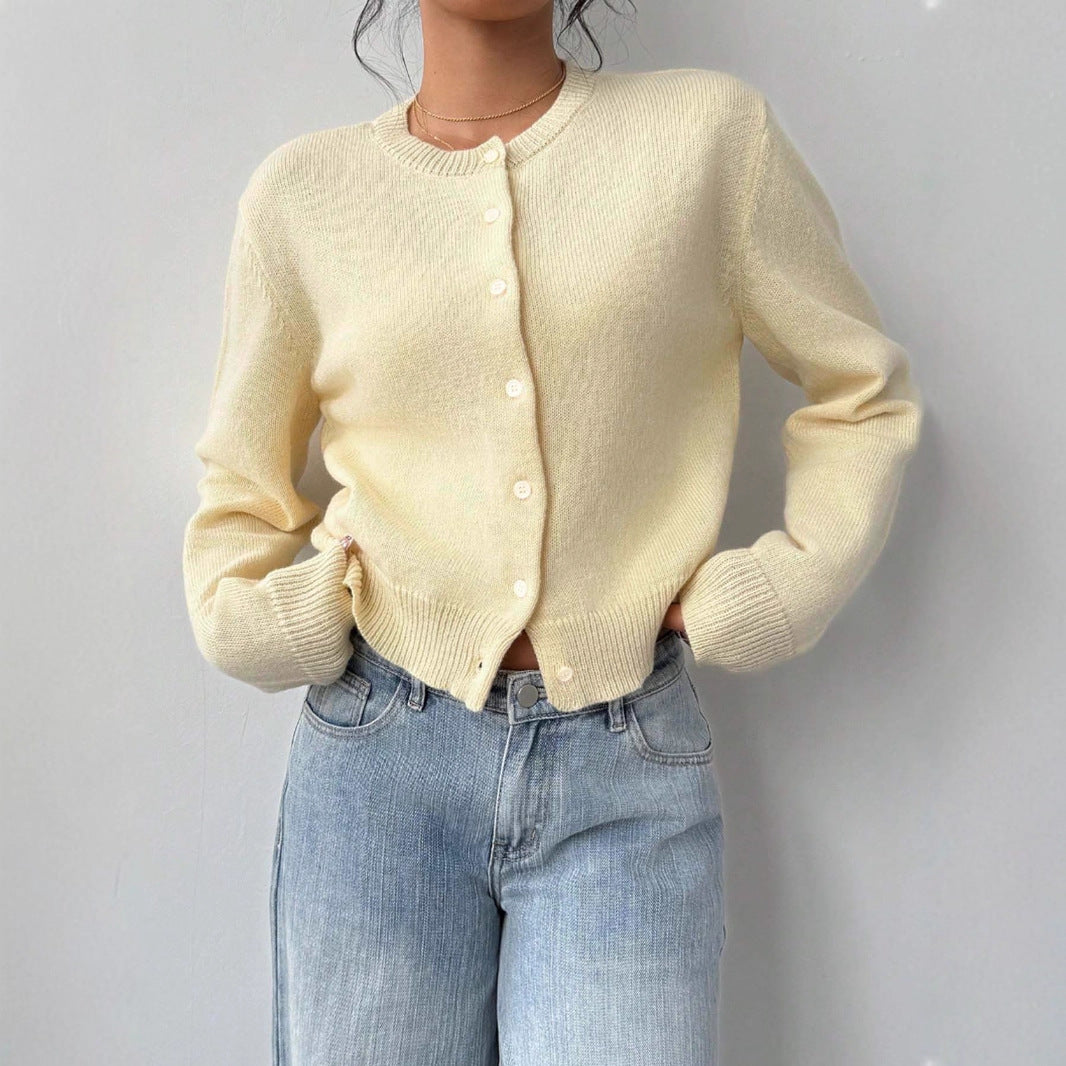 Damen Strickjacke aus softer Baumwolle mit Knopfdetails Drune