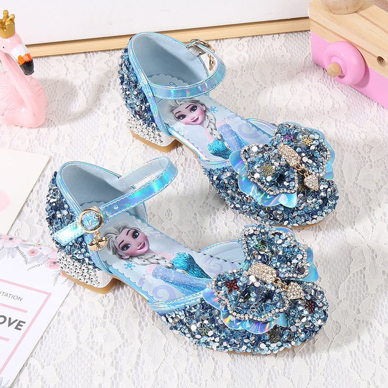 Mädchen Glitzernde Ballerinas mit Blumen- und Strassverzierung Drune