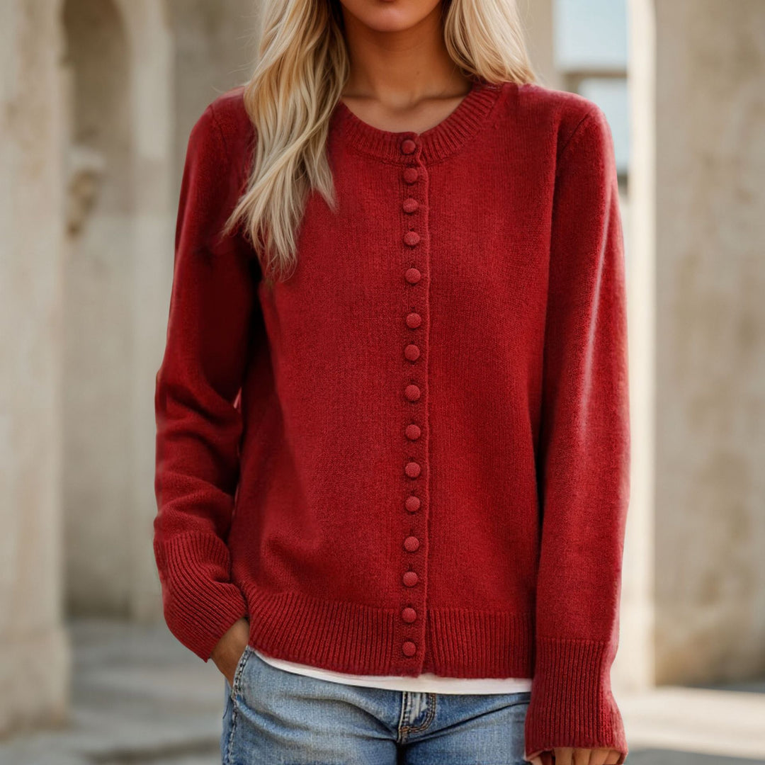 Damen Feiner Strickcardigan mit Knopfdetails und leichtem Material Drune
