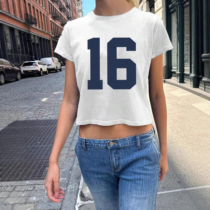 Damen Crop-T-Shirt mit künstlerischem Blutdruck-Design Drune