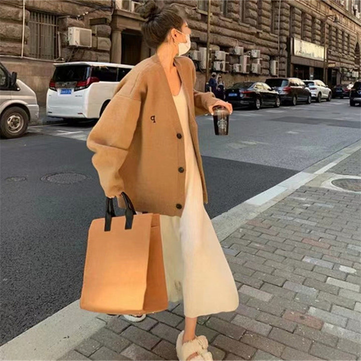 Damen Oversized Strickblazer mit angesagtem Schnitt und feinem Strickmuster Drune