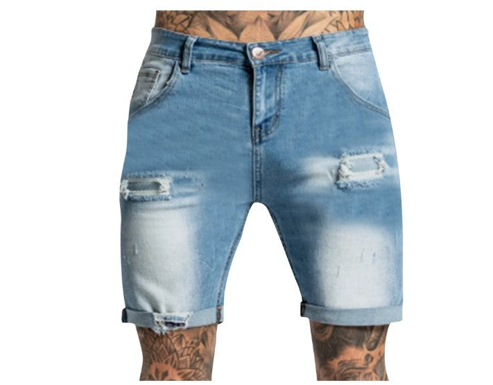 Herren Destroyed Jeansshorts Drune