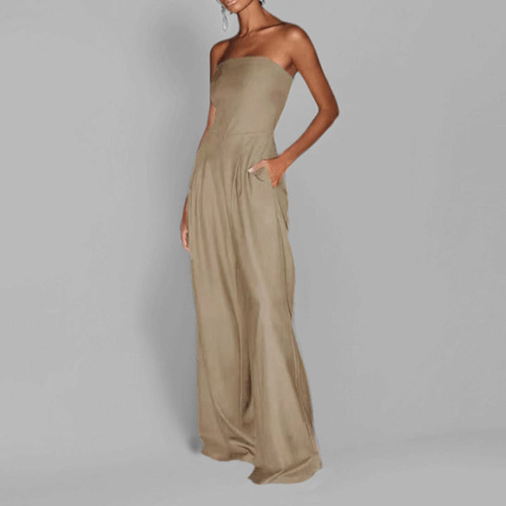 Damen Jumpsuit mit elegantem schulterfreiem Design und weitem Bein Drune