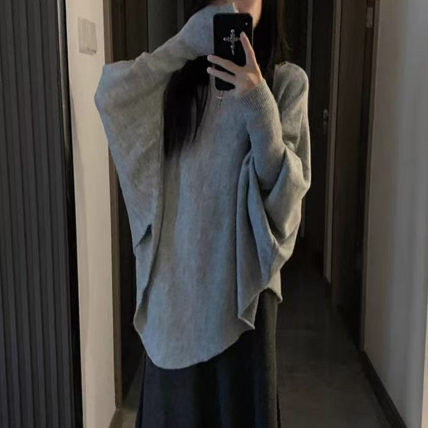 Damen lässiger Pullover mit asymmetrischem Schnitt und weitem Kragen Drune