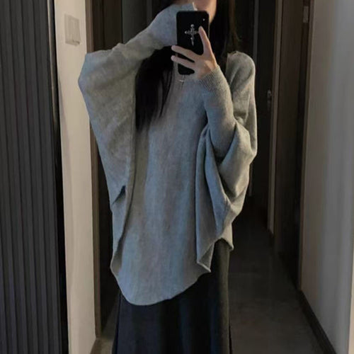 Damen lässiger Pullover mit asymmetrischem Schnitt und weitem Kragen Drune