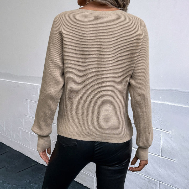 Damen lässiger Strickpullover mit weitem Schnitt und feiner Struktur Drune