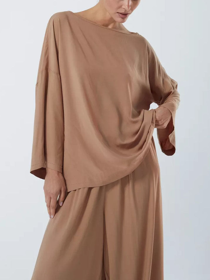 Damen Luftiges Lounge-Set mit weitem Oberteil und eleganten Palazzo-Hosen Drune