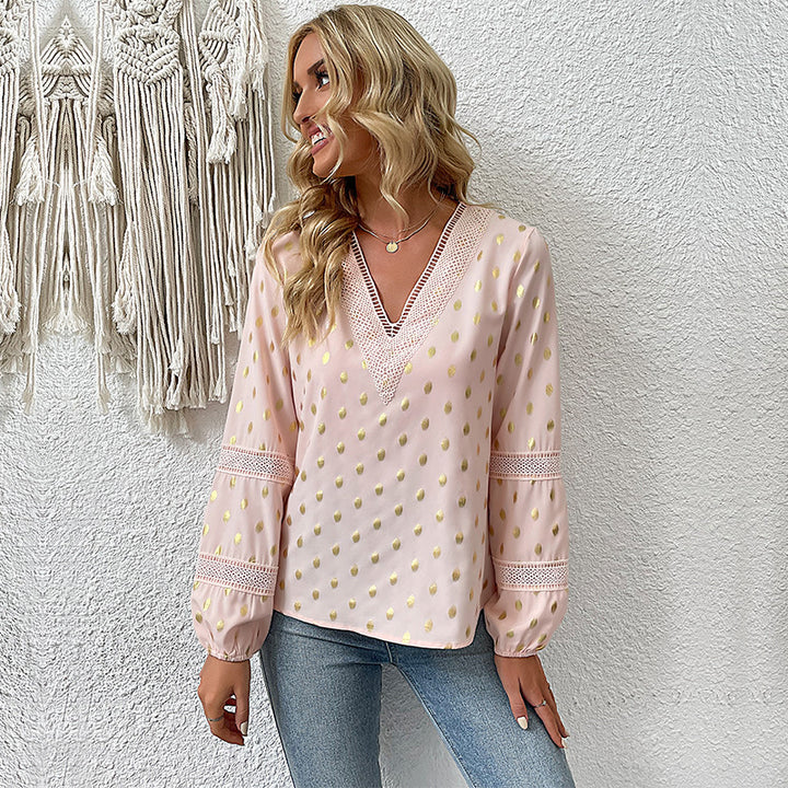 Damen Bluse mit Rüschendetails und eleganter Spitze Drune