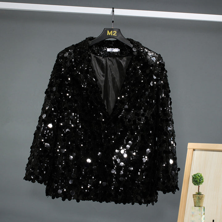 Damen Pailletten Blazerjacke mit modernem Schnitt und glamourösen Akzenten Drune