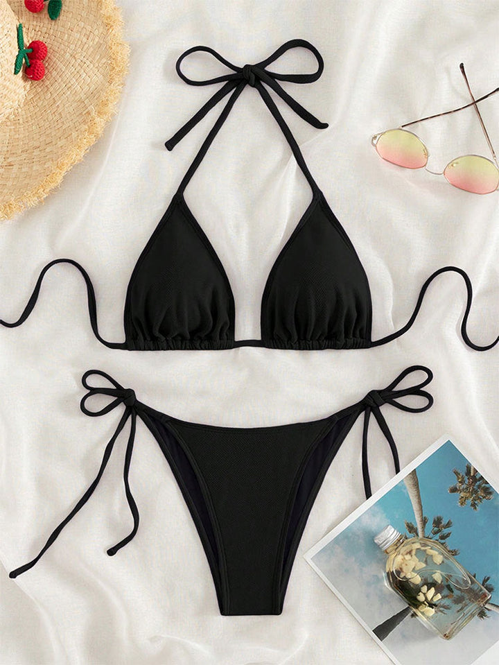 Damen Triangel-Bikini mit verstellbaren Bindebändern und hoher Beinausschnitt Drune
