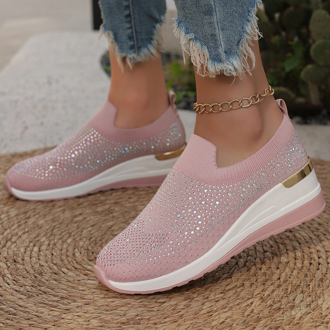 Damen Glitzernde Slip-On Sneakers mit ergonomischer Dämpfung und schockabsorbierender Sohle Drune