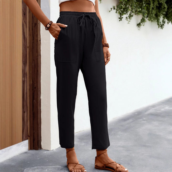 Damen luftige Freizeithose mit praktischen Seitentaschen und elastischem Bund Drune