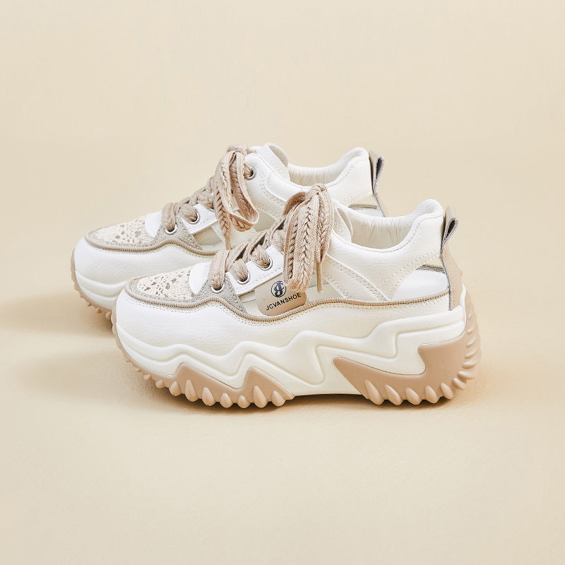 Drune - Damen atmungsaktive vulkanisierte Plateau-Sneaker mit dickem Boden