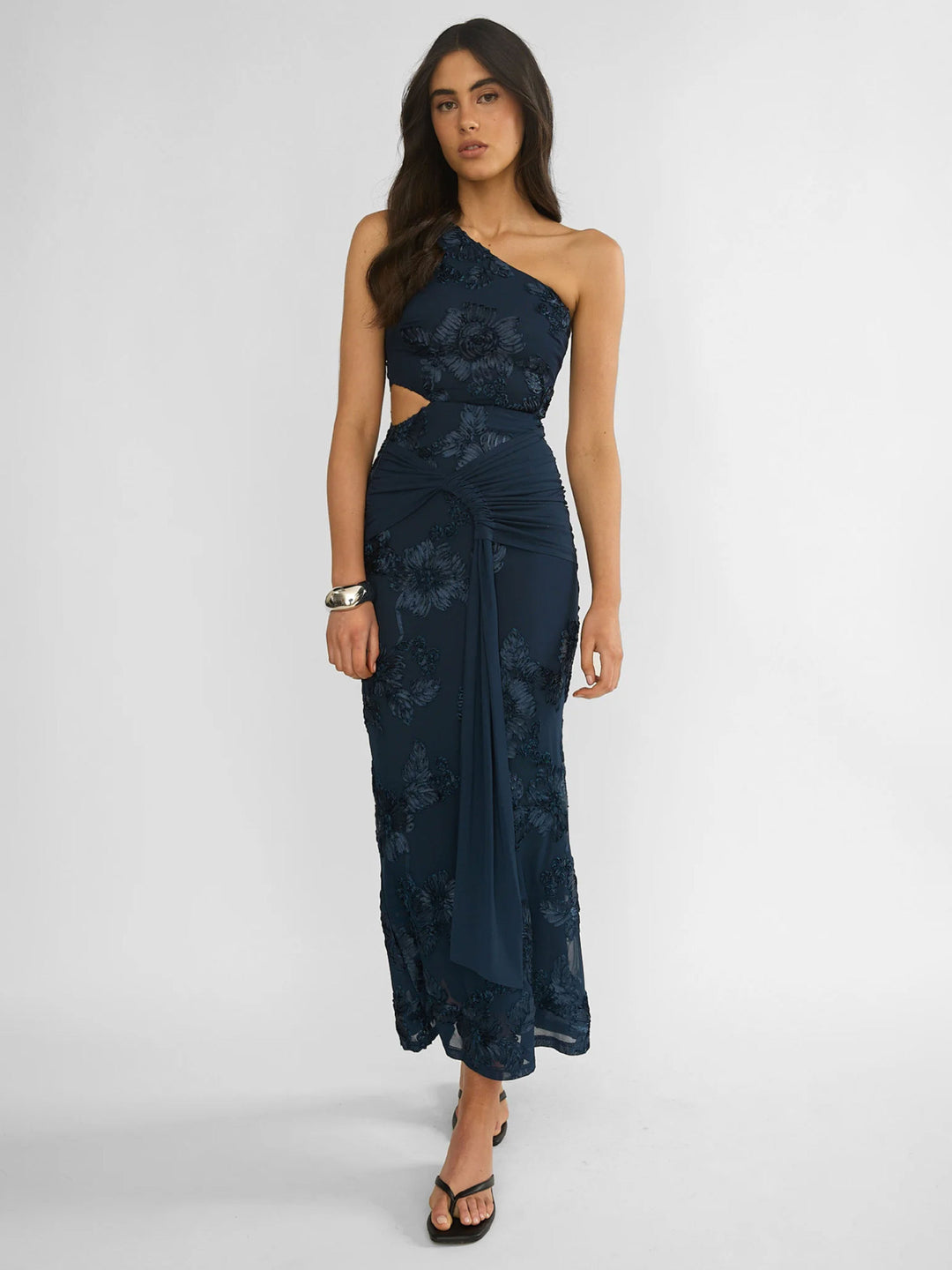 Damen Elegantes Abendkleid mit asymmetrischem Design und floralem Cut-Out Drune